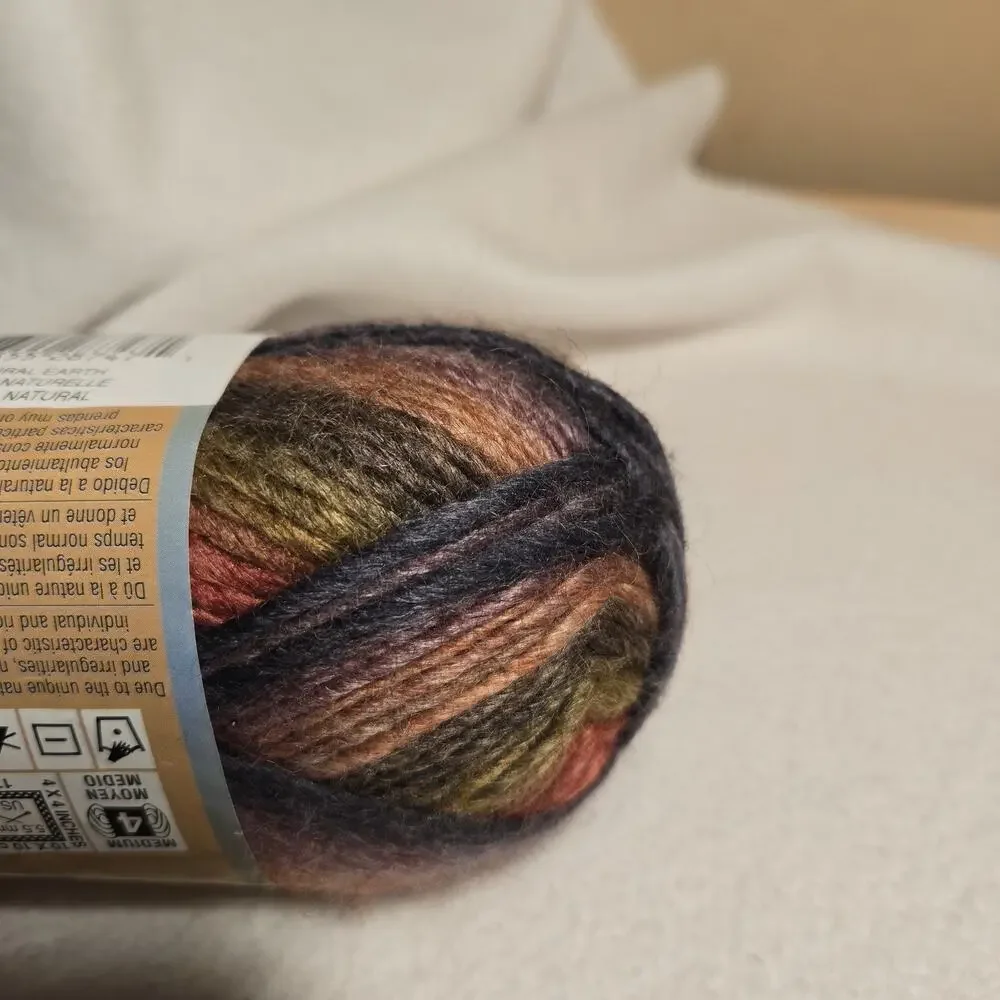 Patons SWS Soy Wool Stripes Yarn - 1 Skein Color Natural Earth 110 Yards